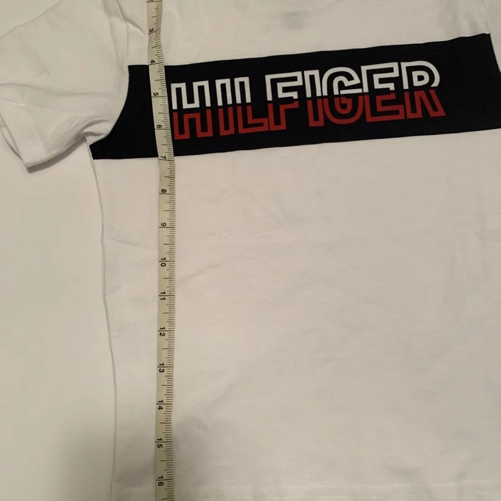 Tommy Hilfiger Kids White Logo Shirt Boys Size 4 White/Red/Blue 100%cotton NWT - Picture 3 of 5